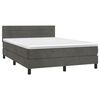 vidaXL Boxspring met matras en LED fluweel donkergrijs 140x200 cm