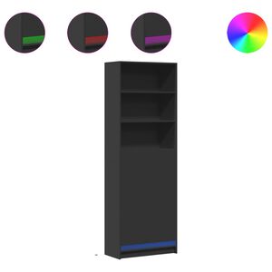 vidaXL Hoge kast met LED 69x32,5x200 cm bewerkt hout zwart