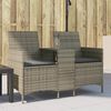 vidaXL Tuinbank 2-zits met tafel en kussens poly rattan grijs