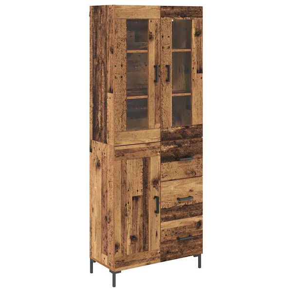 vidaXL Hoge kast met lade 2 pcs Oudhout Bewerkt hout