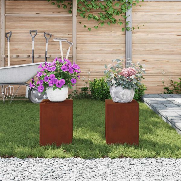 vidaXL Plantenstandaard 2 pcs Roestig 24 x 24 x 35 cm Cortenstaal