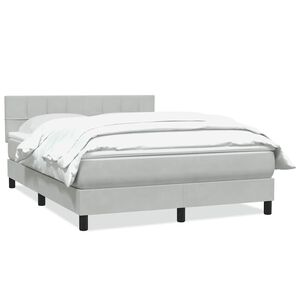 vidaXL Boxspring met matras fluweel lichtgrijs 140x210 cm
