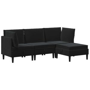 vidaXL Woonkamer Meubelset 4 st Zwart Fluweel