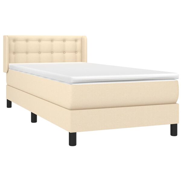 vidaXL Boxspring met matras stof cr&egrave;mekleurig 90x190 cm