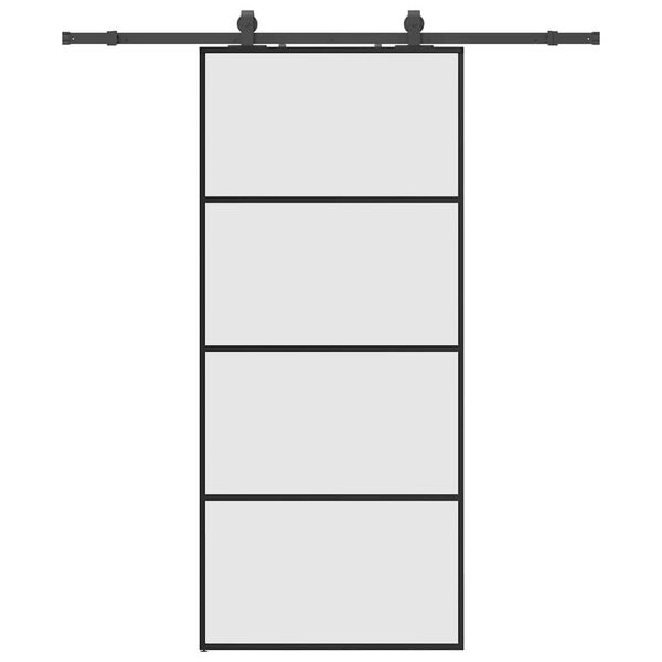 vidaXL Schuifdeur met beslagset 90x205 cm ESG glas zwart