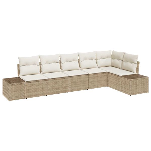 vidaXL Tuin Sofa Set met kussen 6 pcs Beige en Cr&egrave;me poly rattan