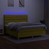 vidaXL Boxspring met matras en LED stof groen 180x200 cm