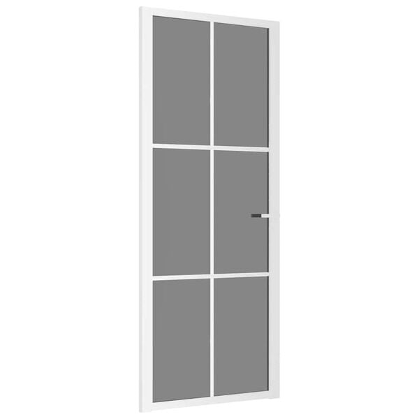 vidaXL Binnendeur 83x201,5 cm ESG-glas en aluminium wit
