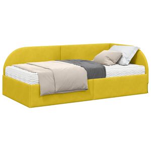 vidaXL Hoekbedframe met Matras 2 st Geel 80 x 200 cm Fluweel