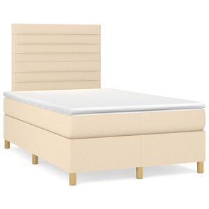 vidaXL Boxspring met matras stof cr&egrave;mekleurig 120x200 cm
