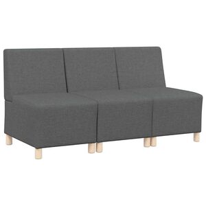 vidaXL Modulaire Bankeenheid Armlos 3 st Donkergrijs Stof