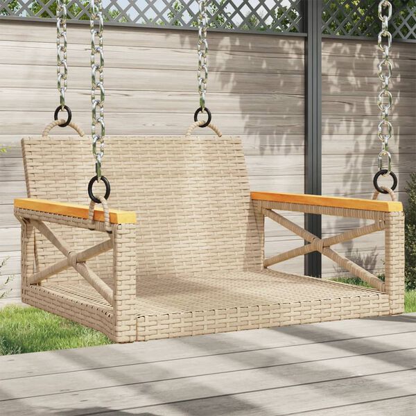 vidaXL Schommelbank 63x62x40 cm poly rattan beige