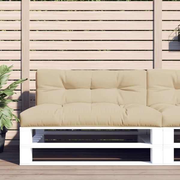 vidaXL Palletkussens 2 st stof beige