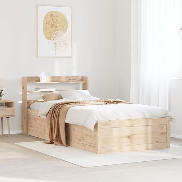 vidaXL Bedframe met hoofdbord massief grenenhout 90x190 cm