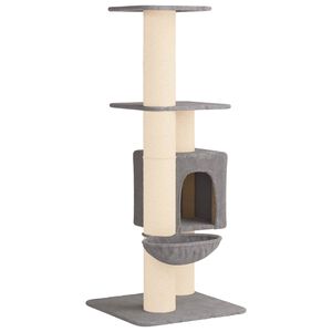 vidaXL Kattenboom met sisal krabpalen Lichtgrijs 137 cm