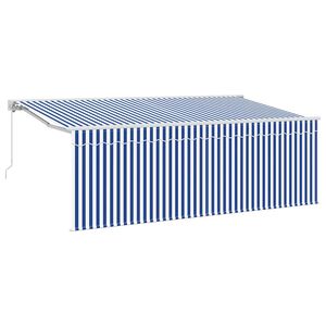 vidaXL Uitschuifbare luifel Blauw en Wit 400 x 200 cm