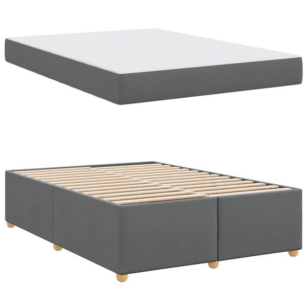 vidaXL Bedframe met matras Donkergrijs 140 x 200 cm Stof
