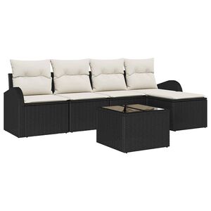 vidaXL Tuin Sofa Set met kussen 6 pcs Zwart Poly riet