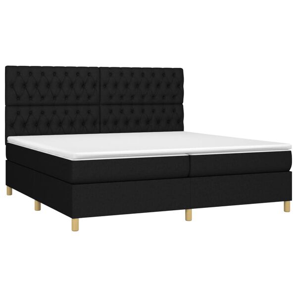 vidaXL Boxspring met matras en LED stof zwart 200x200 cm