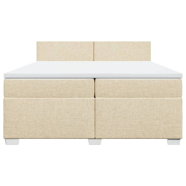 vidaXL Boxspring met matras stof cr&egrave;mekleurig 200x200 cm