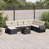 vidaXL 9-delige Loungeset met kussens poly rattan zwart