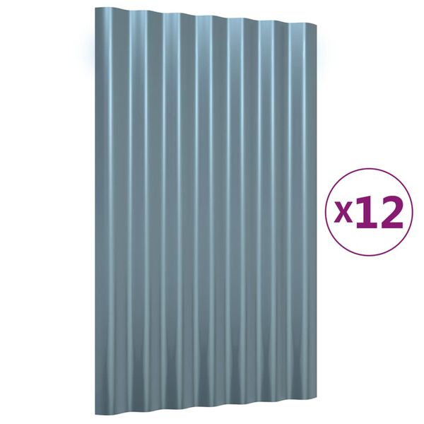 vidaXL Dakpanelen 12 st 60x36 cm gegalvaniseerd staal grijs