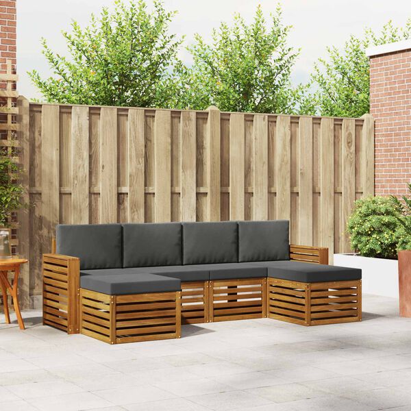 vidaXL Sofa-Sets 6 pcs Natuurlijk en Antraciet Massief Acaciahout