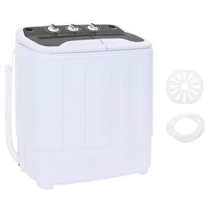 vidaXL Mini Wasmachine met Twin Tub 3,6 kg Zwart en Wit