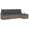 vidaXL Bankstel 5 pcs Grijs poly rattan