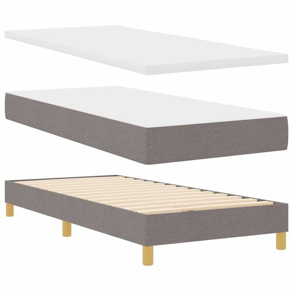 vidaXL Boxspringbed met matras met hoofdeinde Taupe 90 x 190 cm Stof