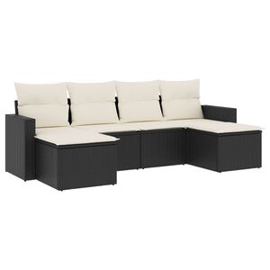 vidaXL 6-delige Loungeset met kussens poly rattan zwart