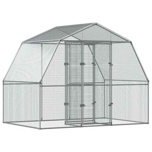 vidaXL Vogelkooi met deur gegalvaniseerd staal zilverkleurig