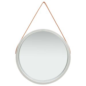 vidaXL Wandspiegel met band 60 cm zilverkleurig
