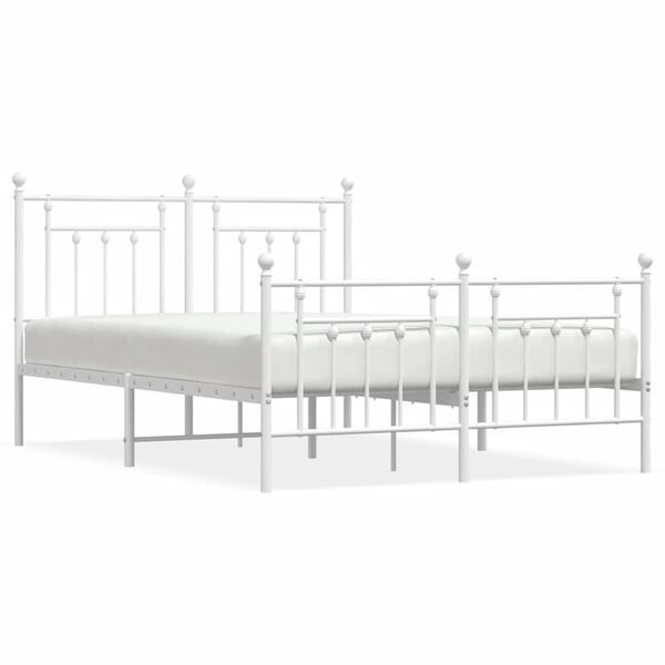 vidaXL Bedframe met hoofd- en voeteneinde metaal wit 150x200 cm