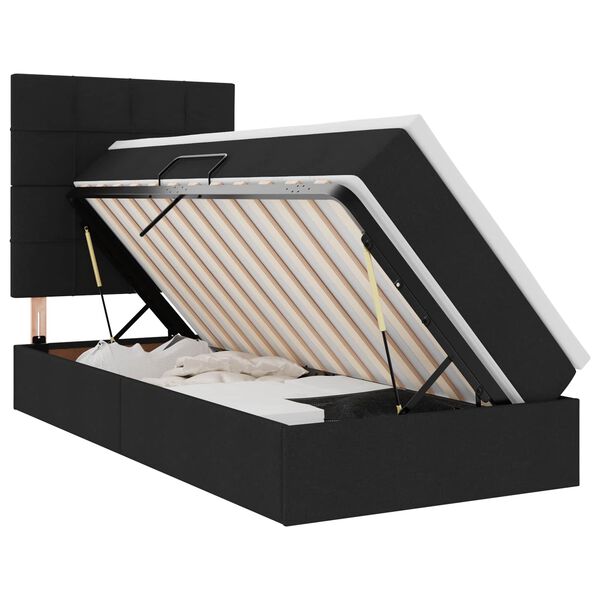 vidaXL Opbergbed met LED met matras Zwart 90 x 200 cm Polyester