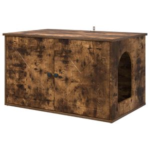 vidaXL Kattenhuis Gerookt eiken 85 x 55 x 50 cm Bewerkt hout