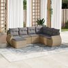 vidaXL 7-delige Loungeset met kussens poly rattan beige