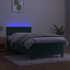 vidaXL Boxspring met matras en LED fluweel donkergroen 90x190 cm