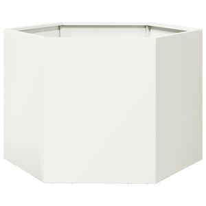 vidaXL Plantenbak zeshoek 69x60x45 cm staal wit