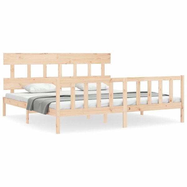 vidaXL Bedframe met hoofdbord massief hout