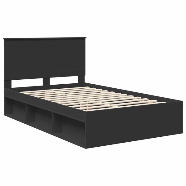 vidaXL Bedframe met hoofdeinde Zwart 120 x 200 cm Massief grenenhout