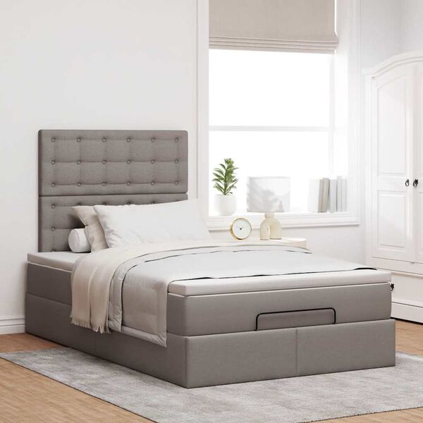vidaXL Ottoman bed met matras 120x190 cm stof taupe