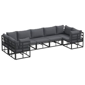 vidaXL Tuinbankenset 7 st Zwart Aluminium