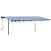 vidaXL Luifel handmatig uittrekbaar met palen 6x3 m blauw en wit