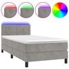 vidaXL Boxspring met matras en LED fluweel lichtgrijs 90x190 cm