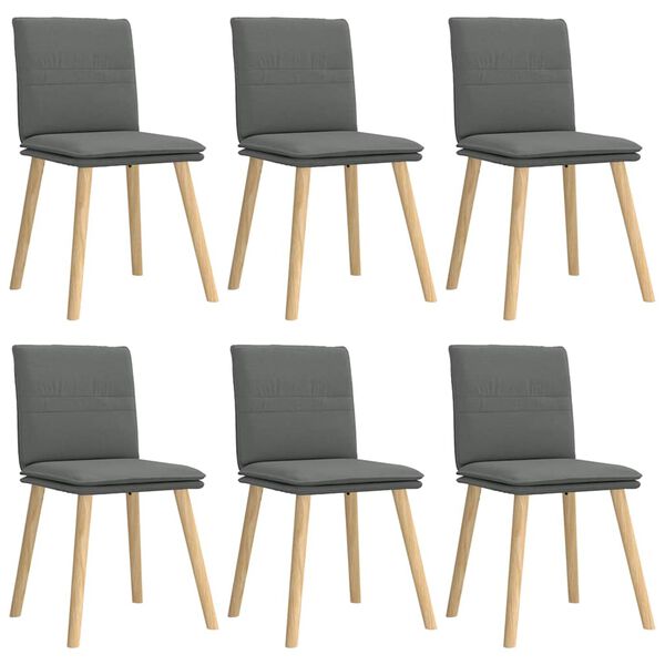 vidaXL Eetkamerstoelen 6 st stof donkergrijs