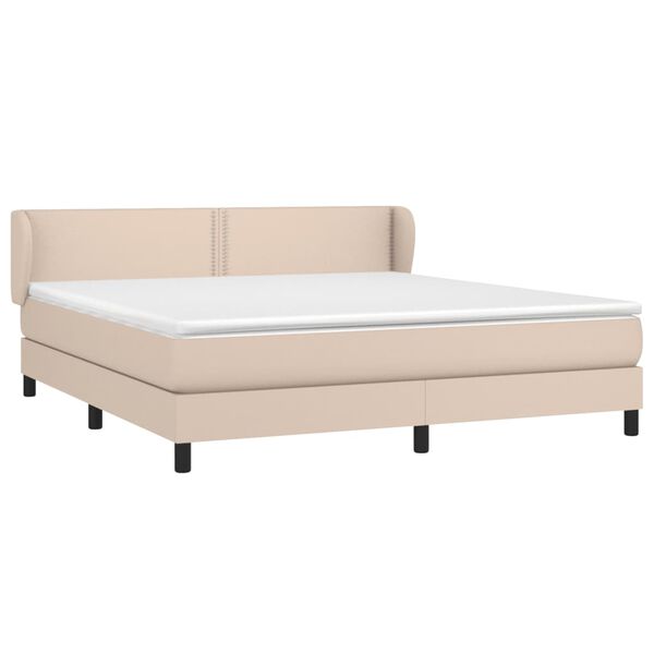 vidaXL Boxspring met matras kunstleer cappuccinokleurig 160x200 cm