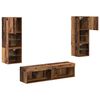 vidaXL TV-wandmeubel met LED-striplichten 6 pcs Oud Hout Bewerkt hout