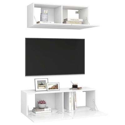 vidaXL 2-delige Tv-meubelset spaanplaat wit