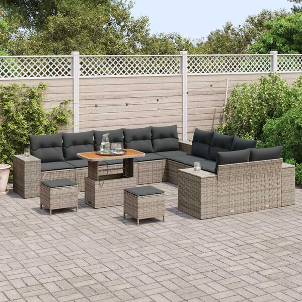 vidaXL Tuin Sofa Set met kussen 13 pcs Grijs poly rattan